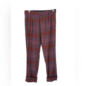 Free People Plaid Trousers Preppy Academia Tailored Ankle Pants US 2